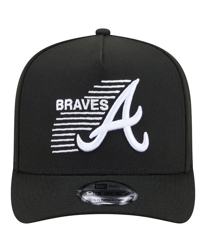 New Era Men's Black Atlanta Braves Motion A-Frame 9FIFTY Snapback Hat