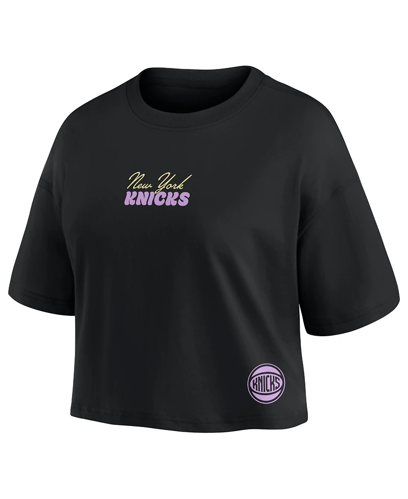 Fanatics Women's Jalen Brunson Black New York Knicks Name & Number Cropped Top