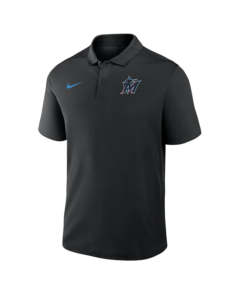 Nike Men's Black Miami Marlins Dri-fit Victory Polo Shirt