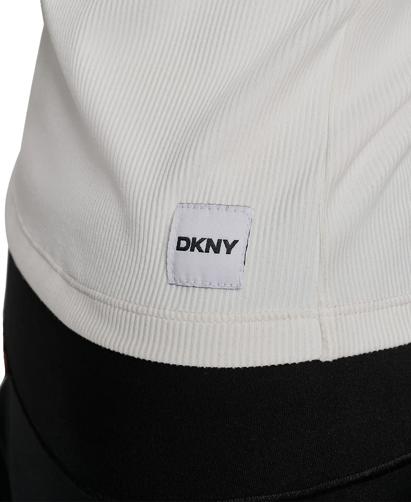 Dkny Women's White New York Knicks Hudson Rib High Neck Tank Top