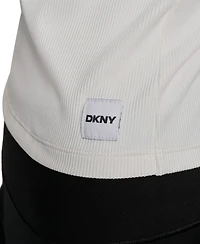 Dkny Women's White New York Knicks Hudson Rib High Neck Tank Top