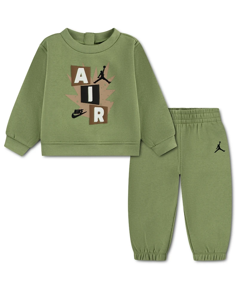 Jordan Baby Boys' Logo Crewneck Sweatshirt and Jogger Pants, 2-Piece Set