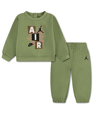 Jordan Baby Boys' Logo Crewneck Sweatshirt and Jogger Pants, 2-Piece Set