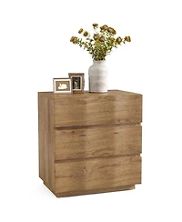 Tribesigns Farmhouse Nightstand with 3 Drawers Set of 2, Fluted Bedside Table, Rustic Wood Storage End Table