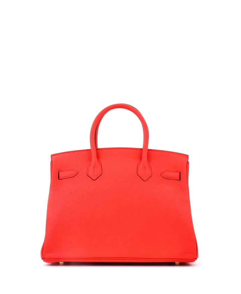 Pre-Owned HERMES Birkin 30 Handbag Red Clemence with Gold Hardware