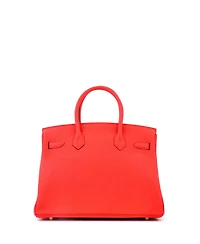 Pre-Owned HERMES Birkin 30 Handbag Red Clemence with Gold Hardware