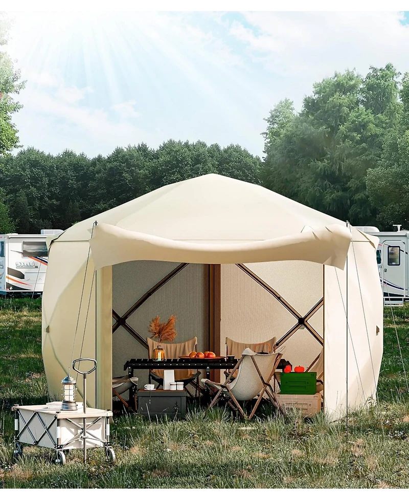 gaomon Pop-Up Screen Tent Gazebo, 10 x 10 Ft Camping Canopy Instant Shade, Featuring 5 Removable Privacy Canopy, and Made from 210D Oxford Fabric