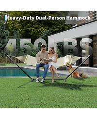 gaomon Outdoor Double Hammock with Heavy Duty Adjustable Steel Stand