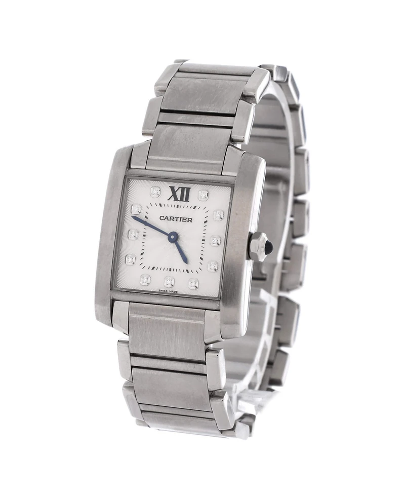 Pre-Owned Cartier Tank Francaise Quartz Watch in Stainless Steel with Diamond Markers 25mm