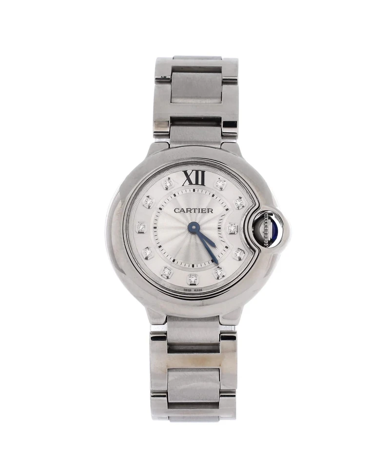 Pre-Owned Cartier Ballon Bleu de Cartier Quartz Watch in Stainless Steel with Diamond Markers 28mm