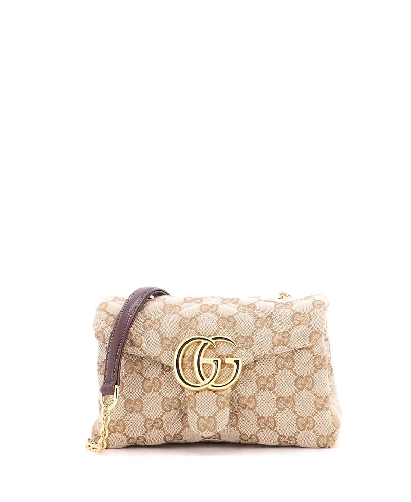 Pre-Owned Gucci Mini Gg Marmont Nm Flap Bag Gg Canvas