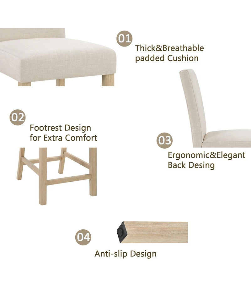 Streamdale Furniture 5-Piece Wooden Counter Height Dining Table Set for 4