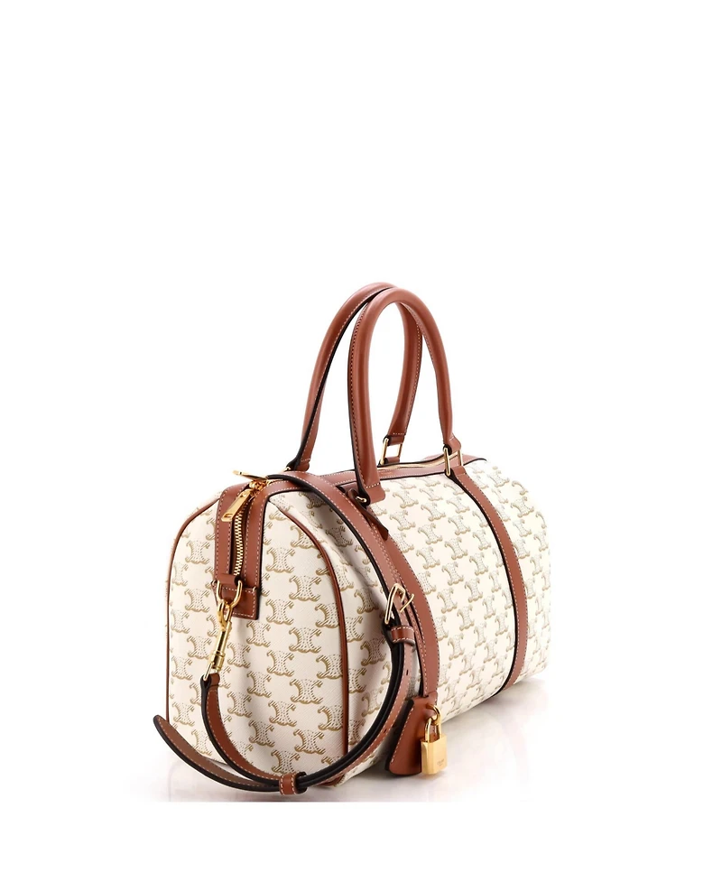 Pre-Owned Celine Large Boston Bag Triomphe Coated Canvas