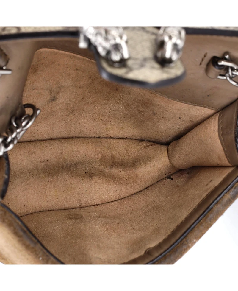 Pre-Owned Gucci Super Mini Dionysus Bag Gg Coated Canvas