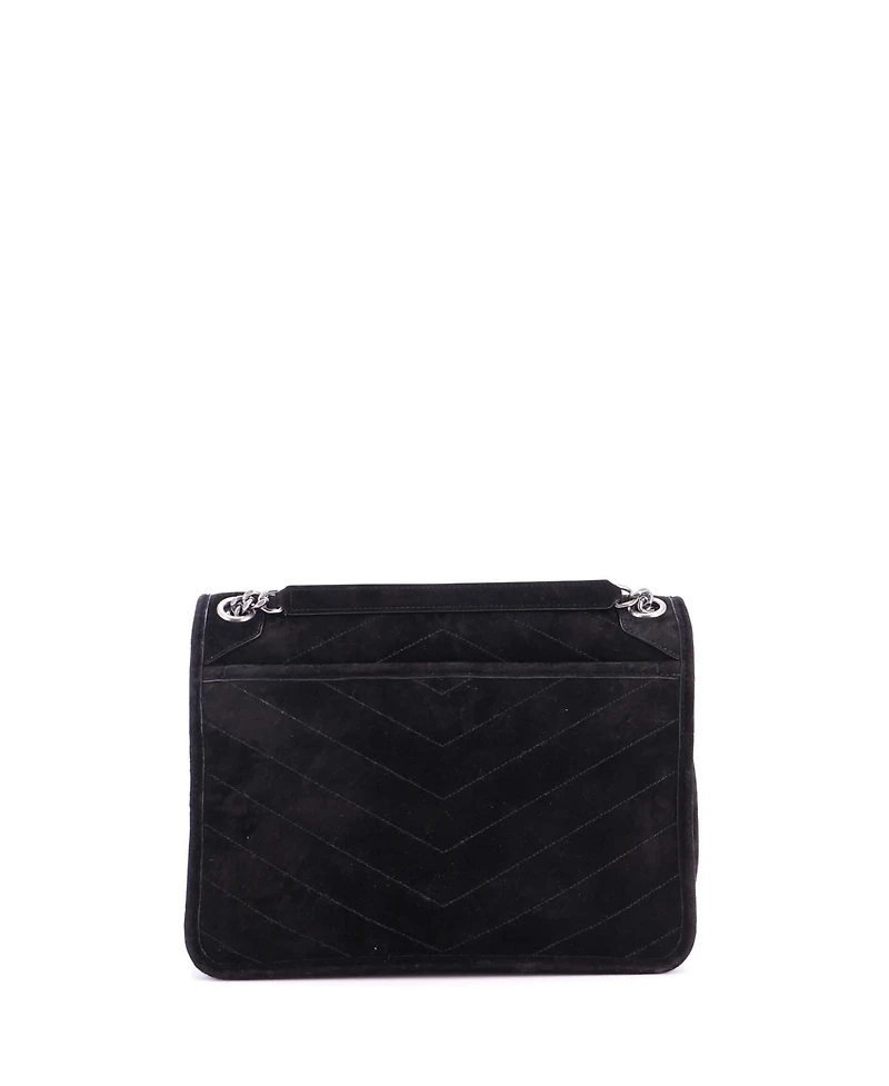 Pre-Owned Saint Laurent Medium Niki Chain Flap Bag Matelasse Chevron Suede