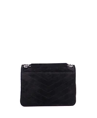 Pre-Owned Saint Laurent Medium Niki Chain Flap Bag Matelasse Chevron Suede