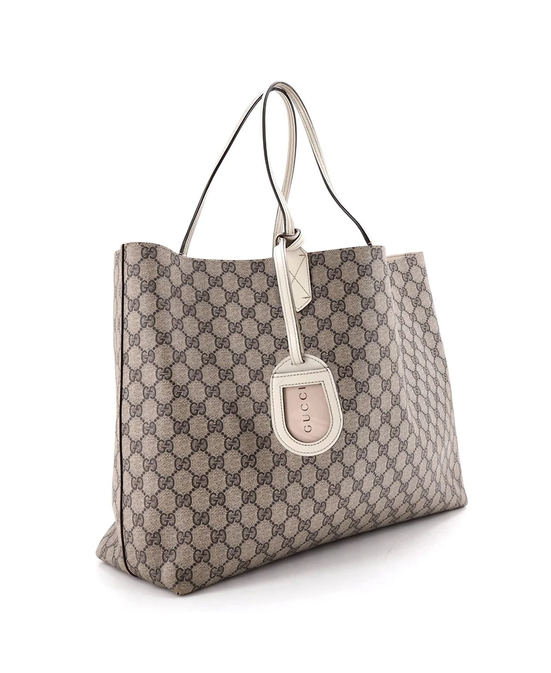 Pre-Owned Gucci Medium Reversible Tote Gg Coated Canvas with Leather