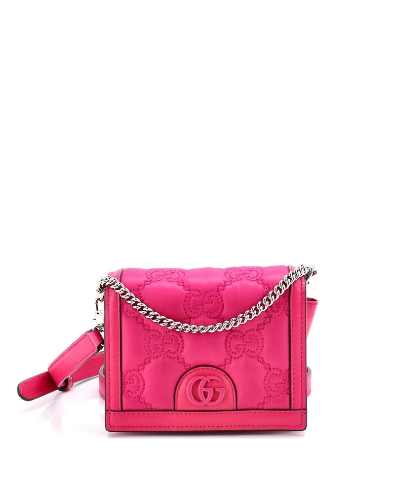 Pre-Owned Gucci Mini Gg Marmont Flap Messenger Bag Gg Matelasse Nylon with Leather