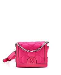 Pre-Owned Gucci Mini Gg Marmont Flap Messenger Bag Gg Matelasse Nylon with Leather