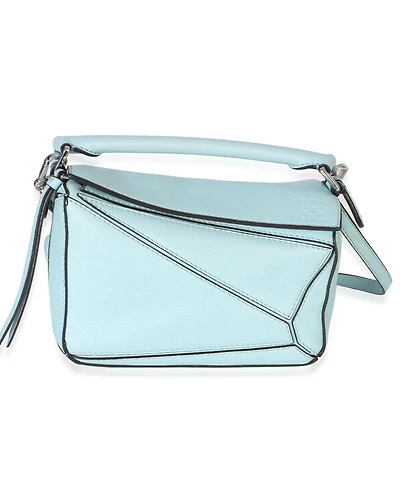 Pre-Owned Loewe Light Blue Grained Calfskin Mini Puzzle