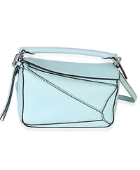 Pre-Owned Loewe Light Blue Grained Calfskin Mini Puzzle