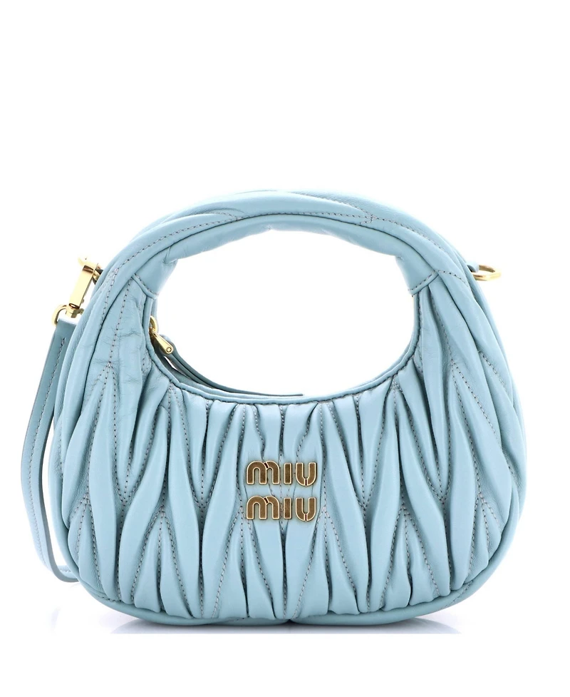 Pre-Owned Miu Miu Mini Wander Hobo Matelasse Leather