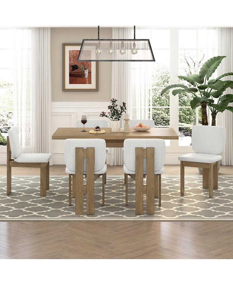 Streamdale Furniture 7-Piece Retro Dining Table Set for 6 with Upholstered Chairs