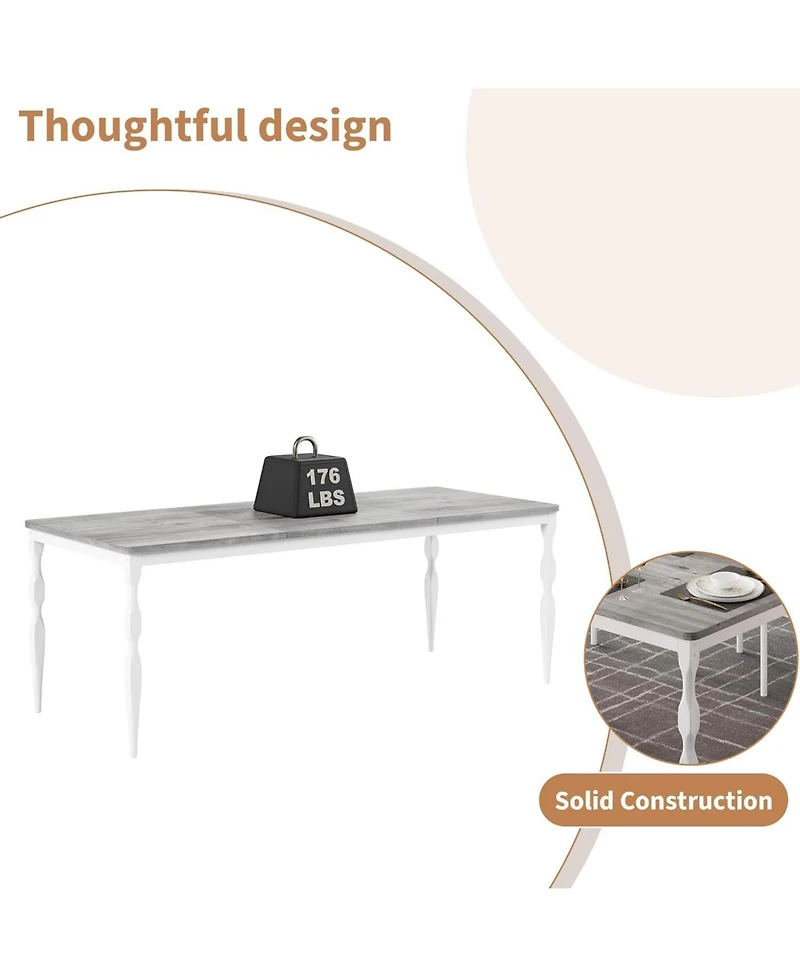 gaomon 78" Modern Dining Table with Heavy-Duty Metal Legs, Farmhouse Kitchen for 6-8 Family