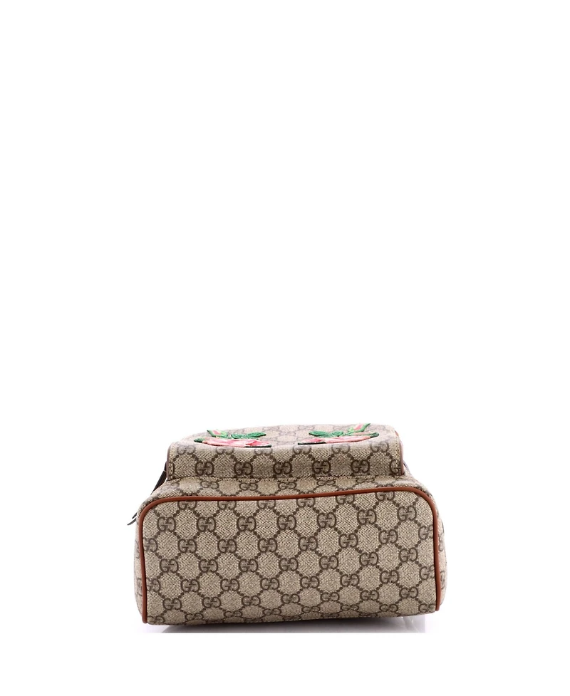 Pre-Owned Gucci Small Zip Pocket Backpack Embroidered Gg Coated Canvas