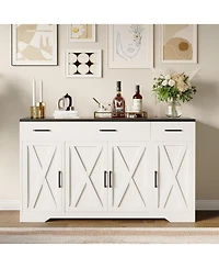 homfan Buffet Sideboard Cabinet with 3 Drawers, Storage Shelves and Doors for Kitchen, Dining Room, Living Room