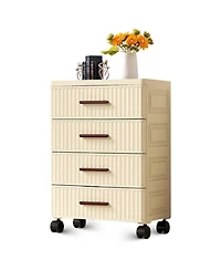 homfan Plastic Storage Drawer Cart, Pull Out Home Organization Storage Container Rolling Bin Vertical Storage Unit for Bedroom Living Room Office