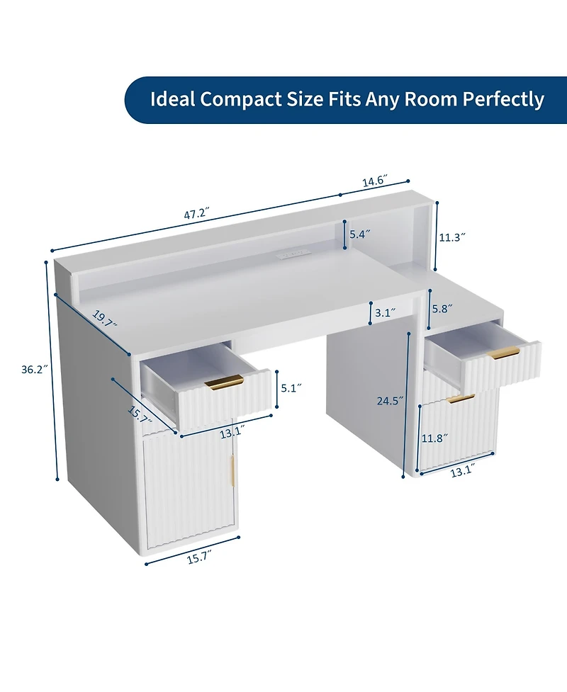 gaomon Computer Desk Hutch Printer Stand Ripple Storage Space Saving