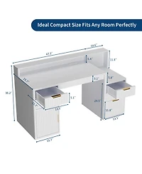gaomon Computer Desk Hutch Printer Stand Ripple Storage Space Saving