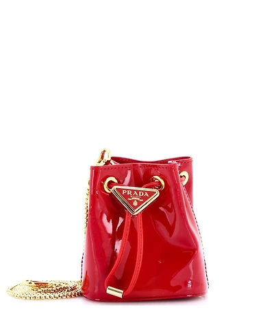 Pre-Owned Prada Mini Triangle Logo Drawstring Pouch Bucket Bag Patent