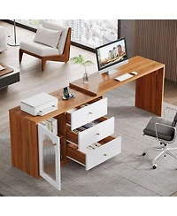Tribesigns L Shaped Computer Desk with Drawers, Modern Corner Home Office Reversible Storage Cabinet, Long Study Writing Workstation