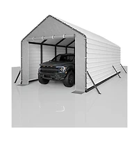 gaomon Door Panels with Zippers for Metal Carport, Heavy Duty 200g Pe Tarp Enclosure with Zippered Front and Back Waterproof Cover for Carport Garage