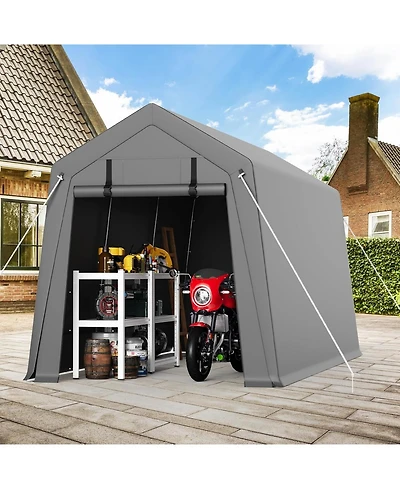 gaomon 6x8Feet Portable Outdoor Garage, Waterproof and Uv-Resistant Portable Storage Shed with 2 Roll-Up Doors, Carport Tent for Motorcycle, Bike