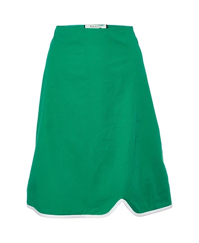 Pre-Owned Marni Women's Cotton Contrast Trim Knee Length Skirt