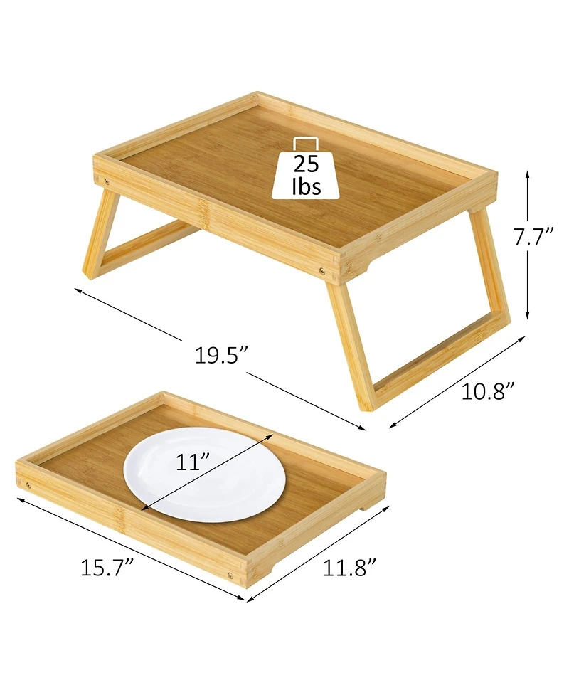 Piscifun Bed Tray Table Folding Breakfast Serving Laptop Desk Portable Wooden Eating Working Kitchen Sofa Hospital Gift