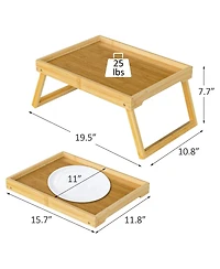 Piscifun Bed Tray Table Folding Breakfast Serving Laptop Desk Portable Wooden Eating Working Kitchen Sofa Hospital Gift