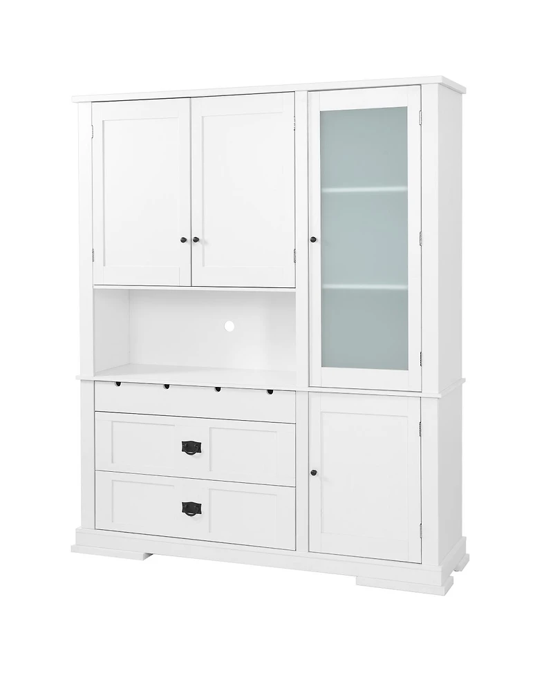 Streamdale Furniture Traditional Freestanding Kitchen Pantry Cabinet with Hutch