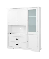 Streamdale Furniture Traditional Freestanding Kitchen Pantry Cabinet with Hutch