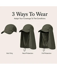 Ayamaya 3-in-1 Foldable Upf 50+ Wide Brim Sun Hat with Removable Face Shield and Neck Flap for Women Men