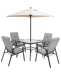 Sugift 5 Feet Square Patio Market Table Outdoor Umbrella with Quick Release Button