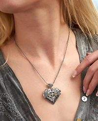 Devata Dragonfly Heart Pendant Necklace in Sterling Silver and 18K Gold