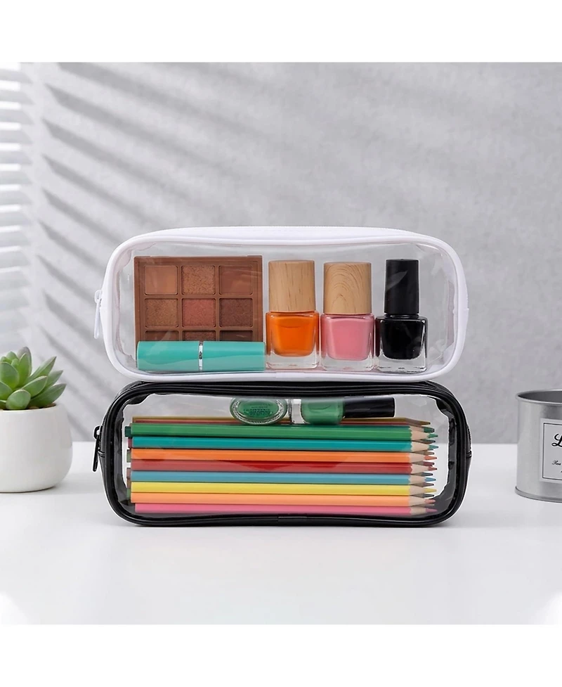 Danrong Clear Pvc Pencil Case Makeup Pouch Travel Toiletry Bag With Zipper Big Capacity Stationery Storage Organizer 10 Pack