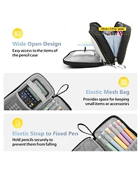 Danrong Large-Capacity 3-Layer Pencil Case - Durable, Portable Zippered Stationery Organizer; Suitable for School, Office, Teens, and Adults
