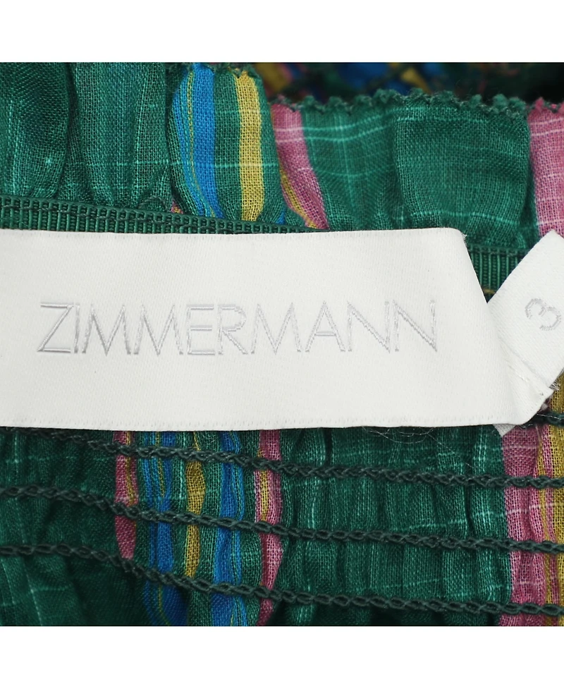 Pre-Owned Zimmermann Women's Stripe Cotton Ruffled Maxi Skirt