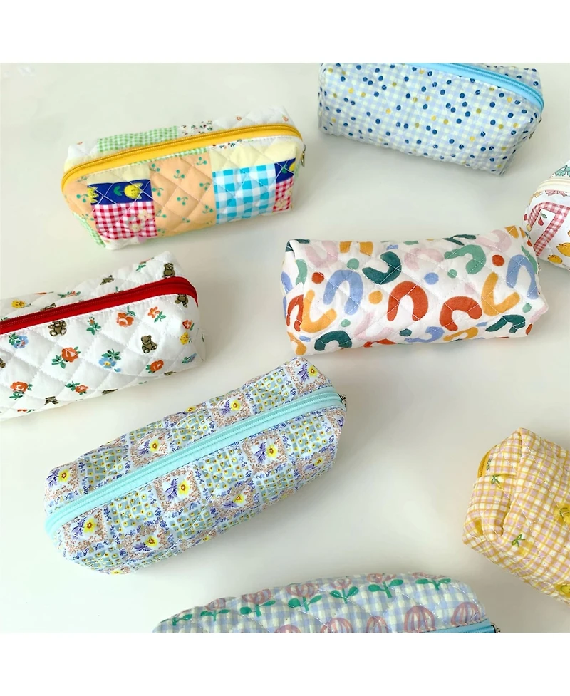 Danrong Pencil Case Pen Bag Pouch Holder Box Organizer Makeup Cute Corduroy Canvas Lightweight Travel School Gift