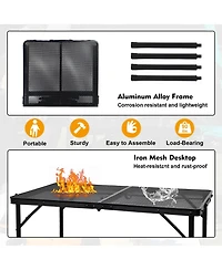 Piscifun Camping Table Mesh Desktop Lightweight Portable Folding Grill Height Adjustable Metal Outdoor Cooking Bbq Picnic